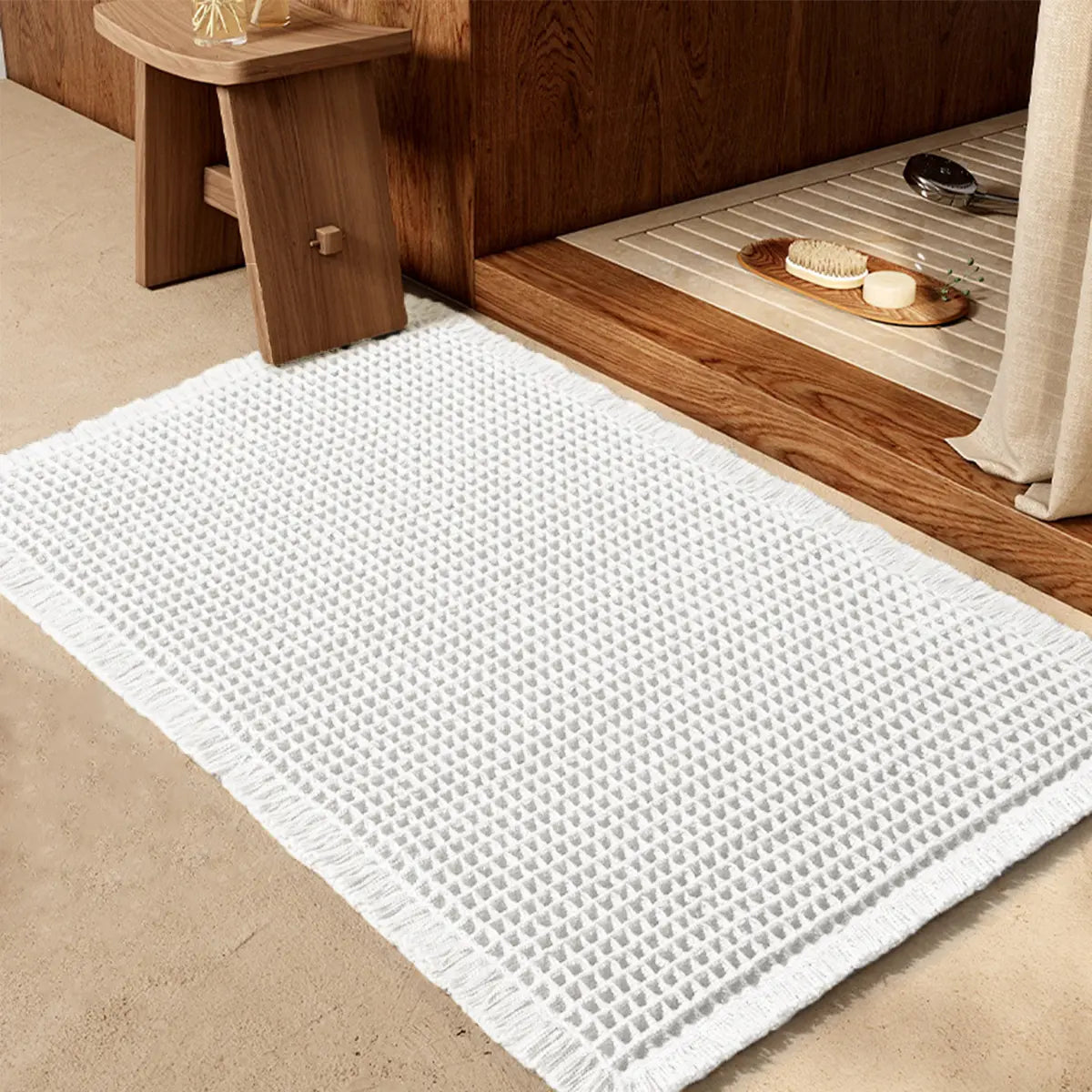 IM HOME Waffle Bath Mat Rugs 1/2/3 Piece, Boho Woven Modern Carpet, Absorbent Bathroom Rugs, Soft Washable Bath Rugs with Tassels for Bathroom, Bedroom, Kitchen, Shower, Tub,Halloween