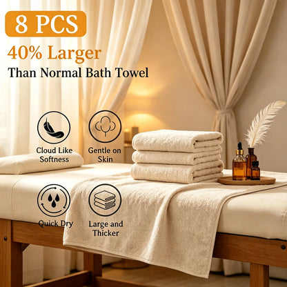 Premium Coral Fleece 8-Piece Towel Set - 2 Bath Sheets, 2 Hand Towels, 4 Face Towels - Super Soft Absorbent Quick-Drying Spa Quality Hotel Towels for Home & Travel, Unisex, Absorbent Fast bath sheet for shower Japanese wash cloth, Fluffy, Bath Sheets