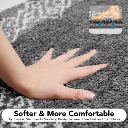 Deconovo 1-Piece Polyester Bathroom Rug - Nonslip, Soft High-Density Pile, Durable Ultra-Plush Rectangle Mat, Super Absorbent Machine-Washable Shaggy Accessory for Tub, Shower, Bohemian Modern Rugs for Bathroom Floor