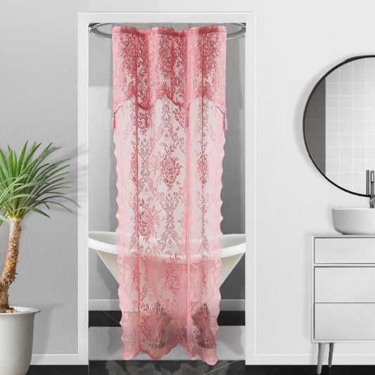 WARM HOME DESIGNS Luxury Lace Shower Curtain with Attached Valance & Tassels in Many Colors and Sizes
