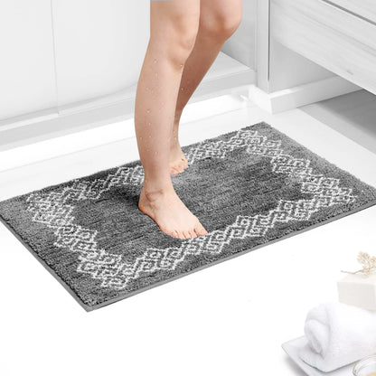 Deconovo 1-Piece Polyester Bathroom Rug - Nonslip, Soft High-Density Pile, Durable Ultra-Plush Rectangle Mat, Super Absorbent Machine-Washable Shaggy Accessory for Tub, Shower, Bohemian Modern Rugs for Bathroom Floor