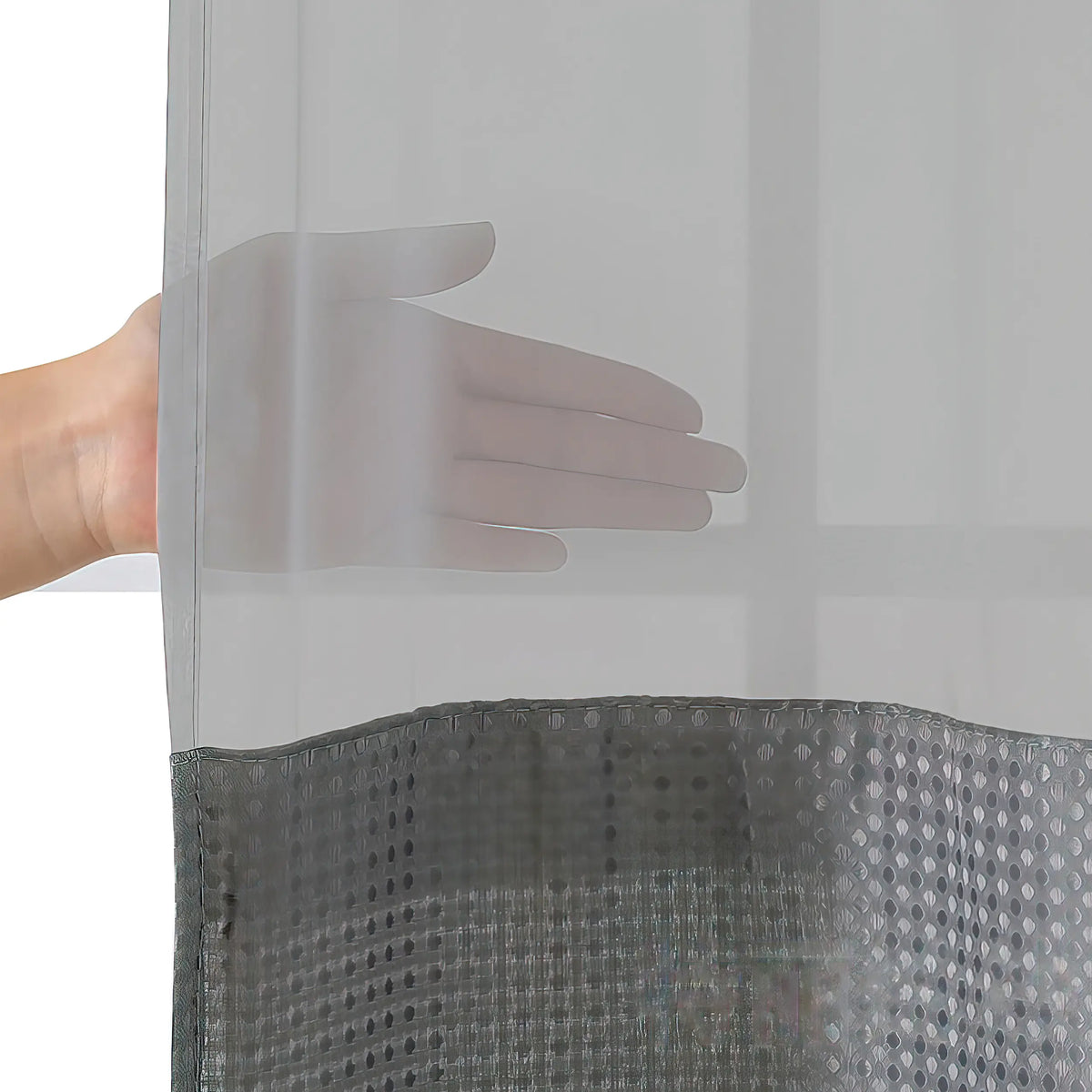Hookless Shower Curtain and Liner Set - Snap-In Hooks, Plastic Fast-Dry Fabric, Waffle Pattern, Waterproof, Mildew-Blocking, Modern Aesthetic Home Bathroom Accessory