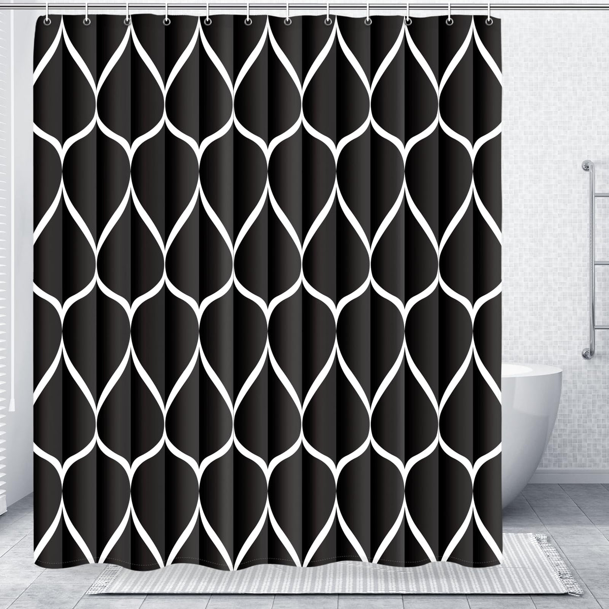 Gelbchu Grey Blend Geometric Shower Curtain for Bathroom, 72x72 Inch