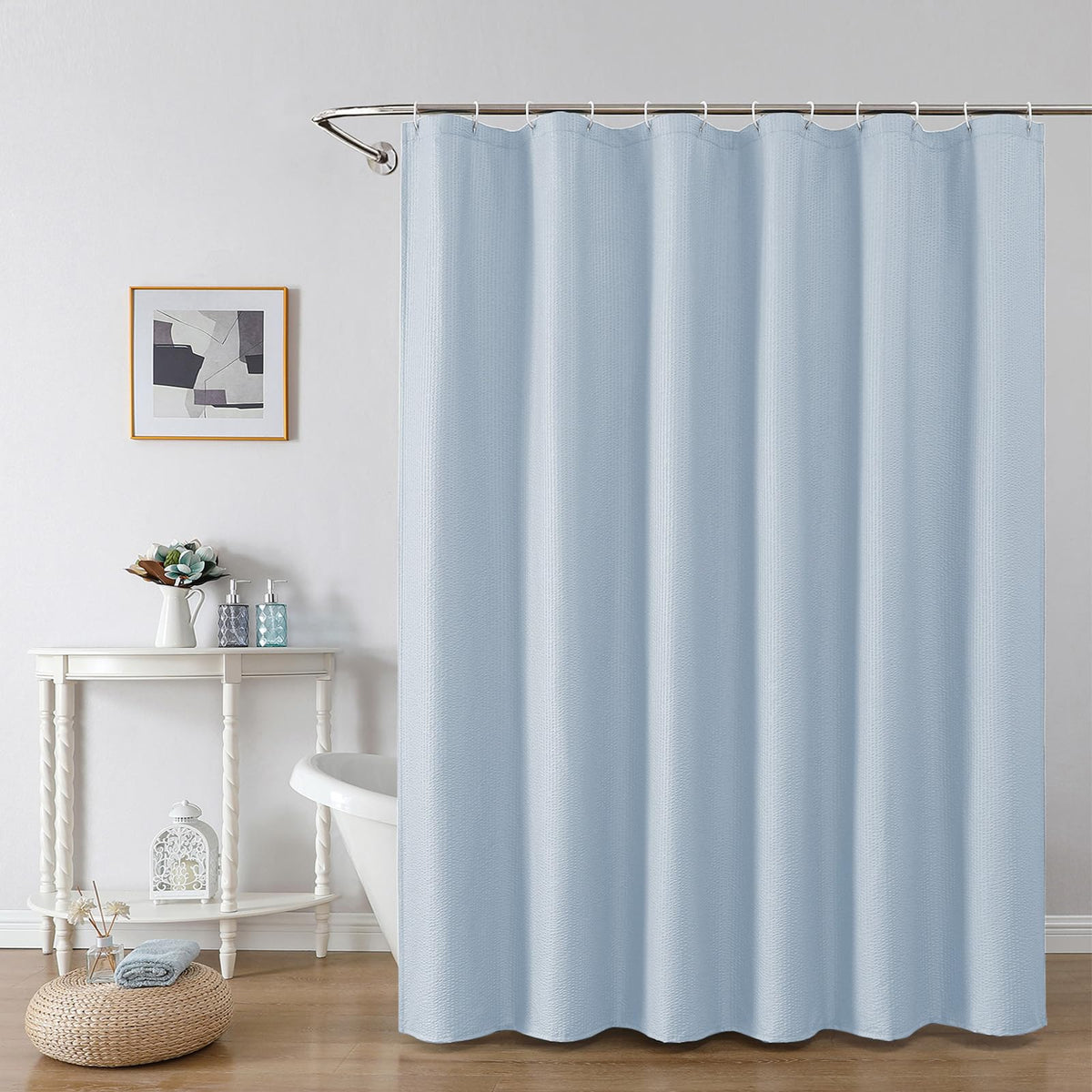 OWENIE Pink Shower Curtain for Bathroom 72x72 Inch, 3D Embossed Textured Waffle Fabric Shower Curtains, Soft Hotel Farmhouse Style, Water Repellent, Machine Washable, Pink, 72" W x 72" L