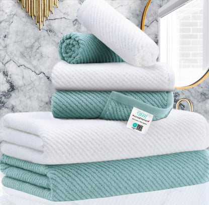 VOOVA & MOVAS 6PC Towel Set, 100% Cotton, Aqua Teal