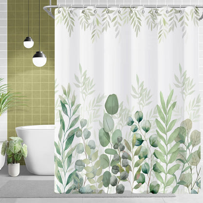 Boho Mid Century Shower Curtain, Modern Abstract with Hooks 72x72