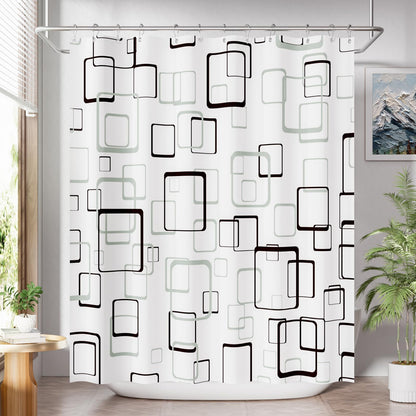 AmazerBath Shower Curtain, Cloth Ombre Black Shower Curtain Set with 12 Hooks, Washable Fabric Black and White Shower Curtain, Rustic Farmhouse Bathroom Shower Curtain, 72x72 Inches