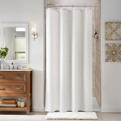 Naturoom Linen Shower Curtain 72 Inch Long for Bathroom Beige 1 Panel