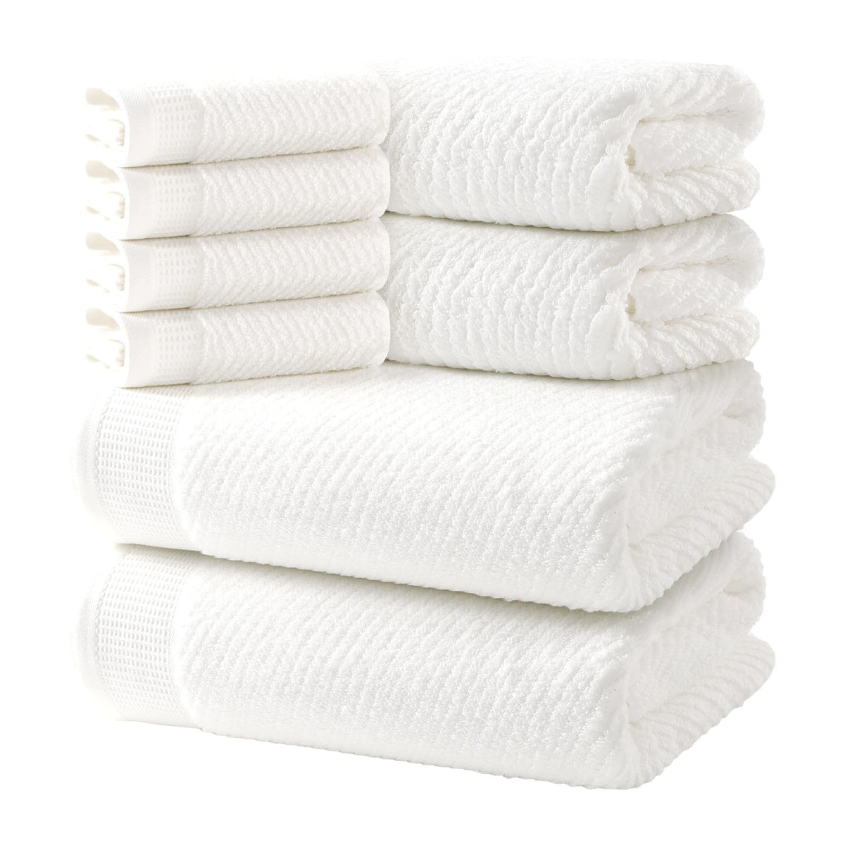 REDKISS Luxury Bath Towel Set of 8, 100% Cotton Bathroom Towels Set with 2 Bath Towels, 2 Hand Towels, 4 Washcloths, Ultra Soft Highly Absorbent Towels for Bathroom, Gym, Hotel, Spa, Brown