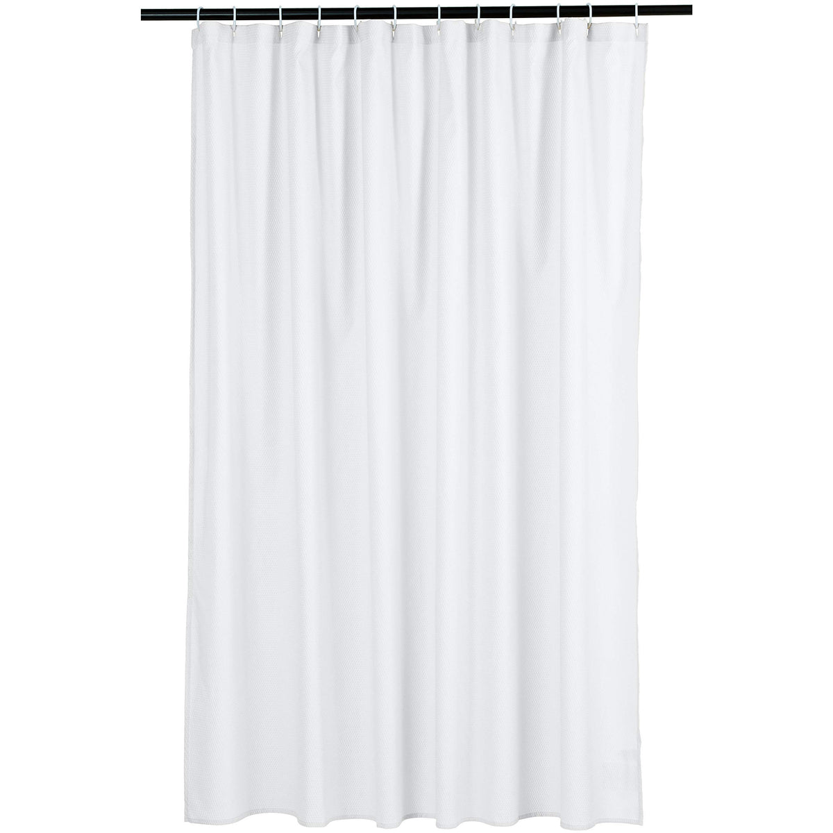 Amazon Basics Bathroom Shower Curtain, Water Repellent Fabric with Weighted Hem, Grommets & Hooks, Machine Washable, 72"x72", White