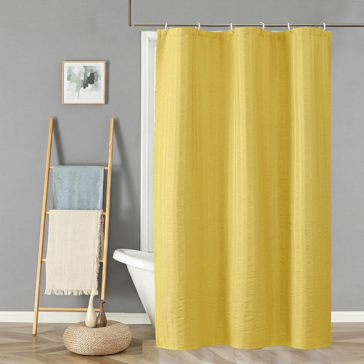 Aiyufeng Moga Sage Green Shower Curtain - 3D Embossed Textured Shower Curtains for Bathroom, Luxury Polyester Cloth Bath Curtain, 72Wx72H, Green