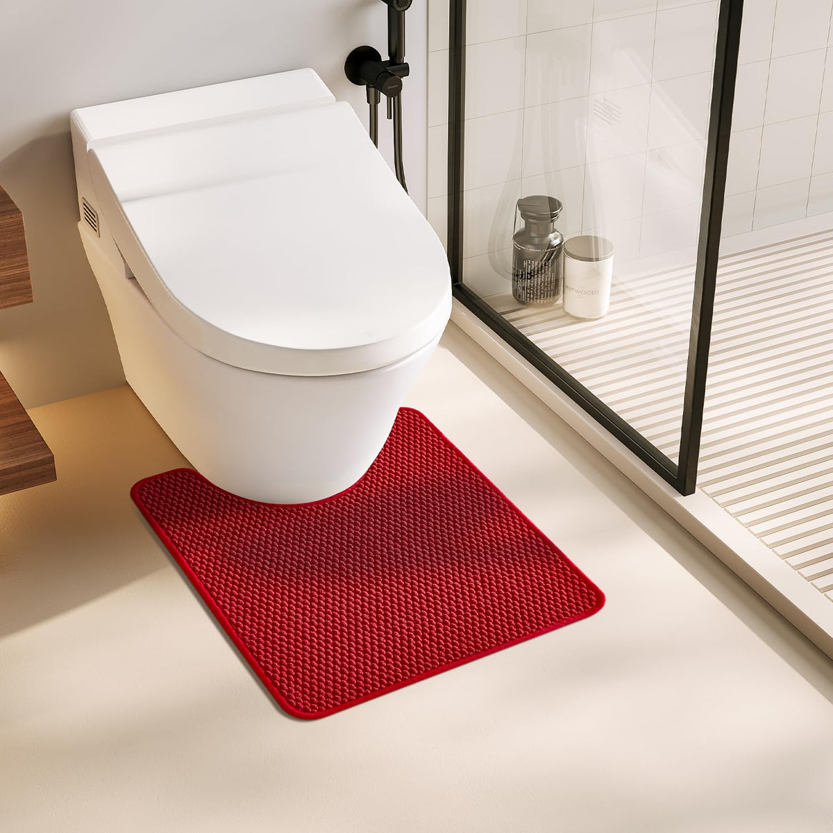 TYUU Bathroom Rugs Non Slip Washable, Super Absorbent Thin Bath Mat Small Quick Dry Low Pile Bathroom Rug, White 16"x24" / 1'4" x 2'