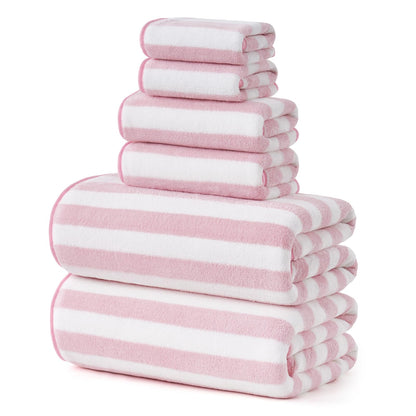 REDKISS 6-Piece Microfiber Bath Towel Set, Ultra Soft, Highly Absorbent & Quick Dry, 35x70 Inch Oversized, Light Gray Towels for Bathroom, Spa, Gym, 2 Bath 2 Hand 2 Washcloths