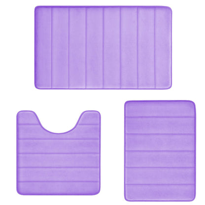 Bathroom Rugs Set Memory Foam Bath Rugs Non-Slip Bath Mat Set 3 Piece,Washable Bathroom Mats,Absorbent Shaggy Rugs Super Soft U-Shaped Toilet Rug,Bahroom Carpets for Bathroom,Tub,Shower（Black）