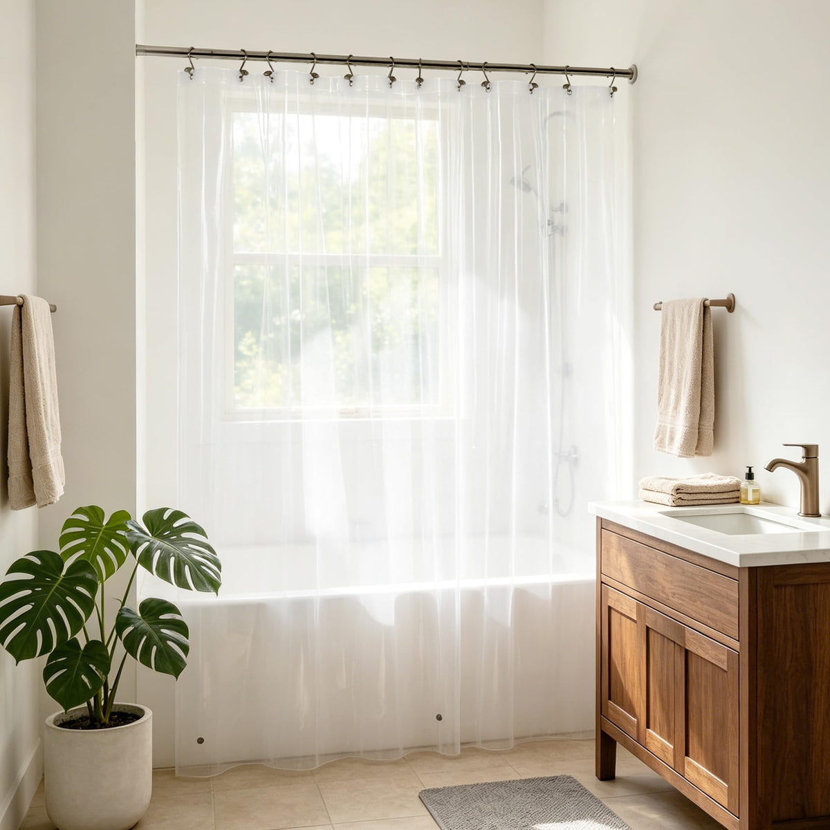 Barossa Design Oeko-tex Certified Shower Curtain Liner Standard Size, Clear
