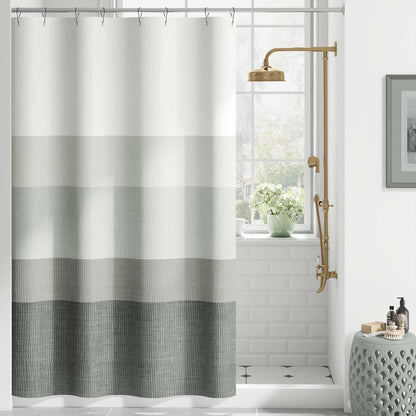 jinchan Ombre Ocean Blue Shower Curtain for Bathroom 70x72 Inch 12 Hooks