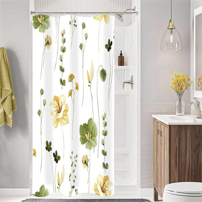 Gibelle Sage Green Beige Watercolor Floral Fabric Shower Curtain 72x72