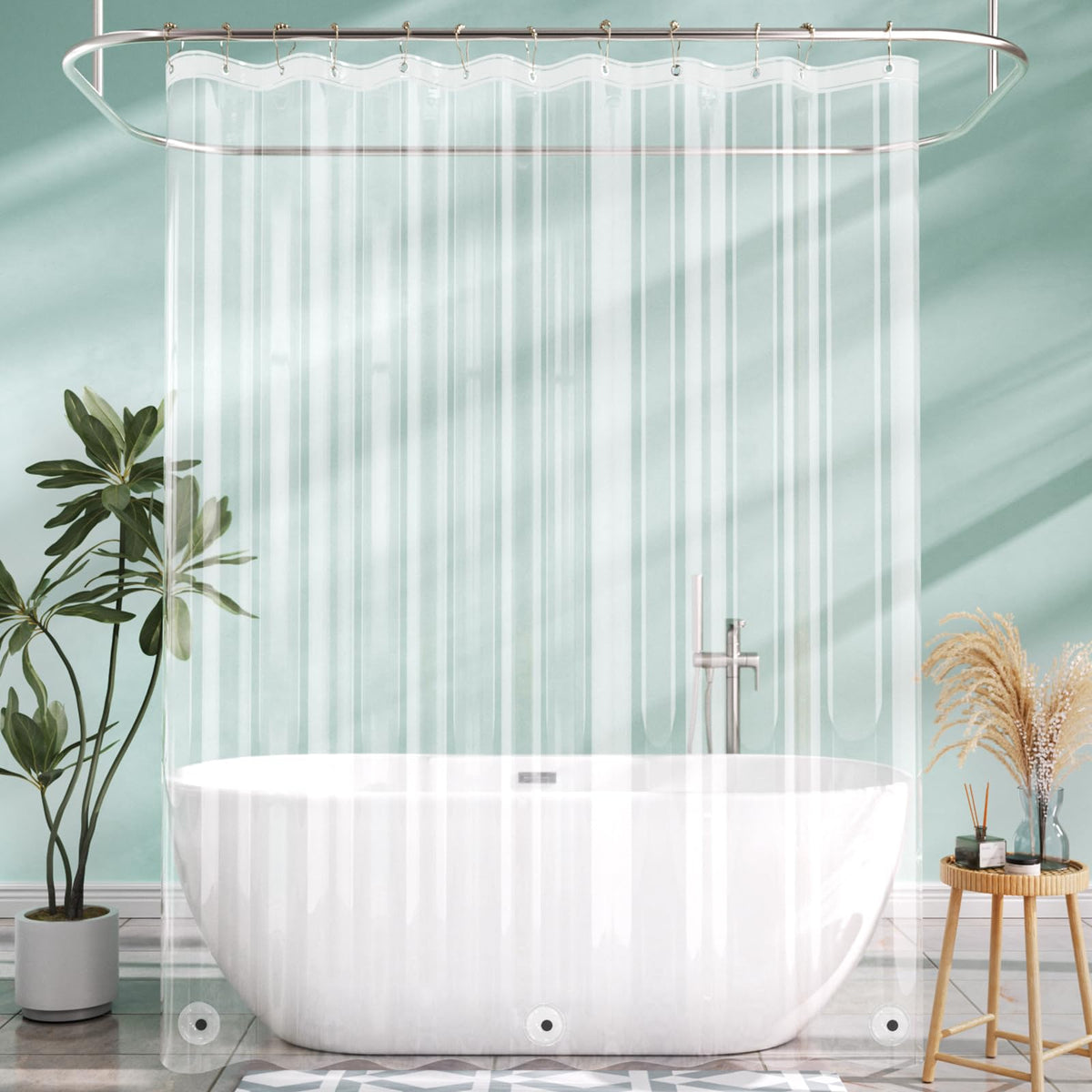 AmazerBath Shower Curtain Liner, 72x72 Clear Shower Curtain Liner, Waterproof Plastic Shower Liner, Cute Lightweight PEVA Shower Curtain for Bathroom with 3 Magnets and 12 Rustproof Metal Grommets