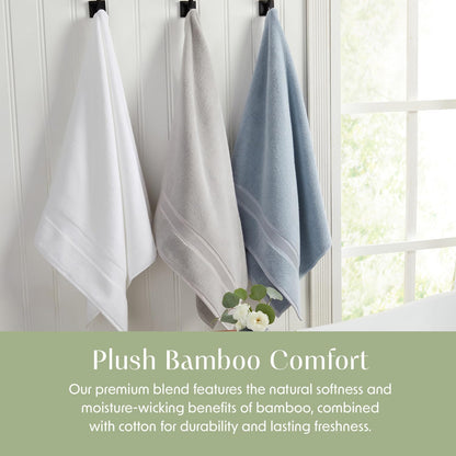Springtree Home Luxury Bamboo Rayon Plush Bath Towel Set | 4-Pack | White