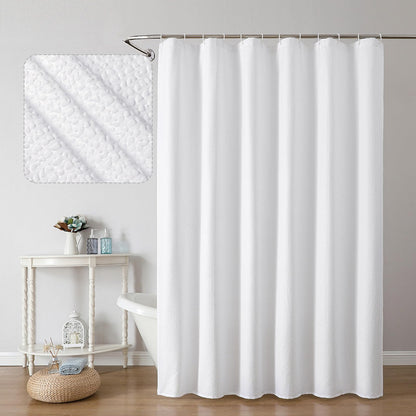 OWENIE Pink Shower Curtain for Bathroom 72x72 Inch, 3D Embossed Textured Waffle Fabric Shower Curtains, Soft Hotel Farmhouse Style, Water Repellent, Machine Washable, Pink, 72" W x 72" L