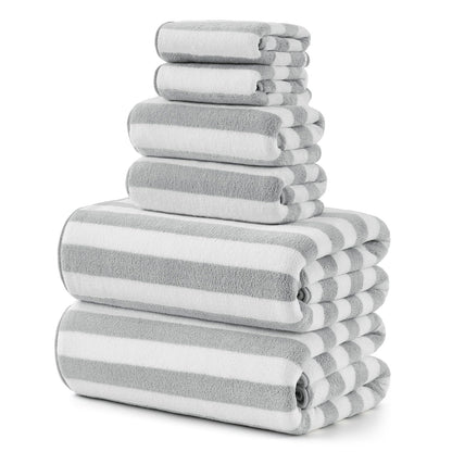 REDKISS 6-Piece Microfiber Bath Towel Set, Ultra Soft, Highly Absorbent & Quick Dry, 35x70 Inch Oversized, Light Gray Towels for Bathroom, Spa, Gym, 2 Bath 2 Hand 2 Washcloths