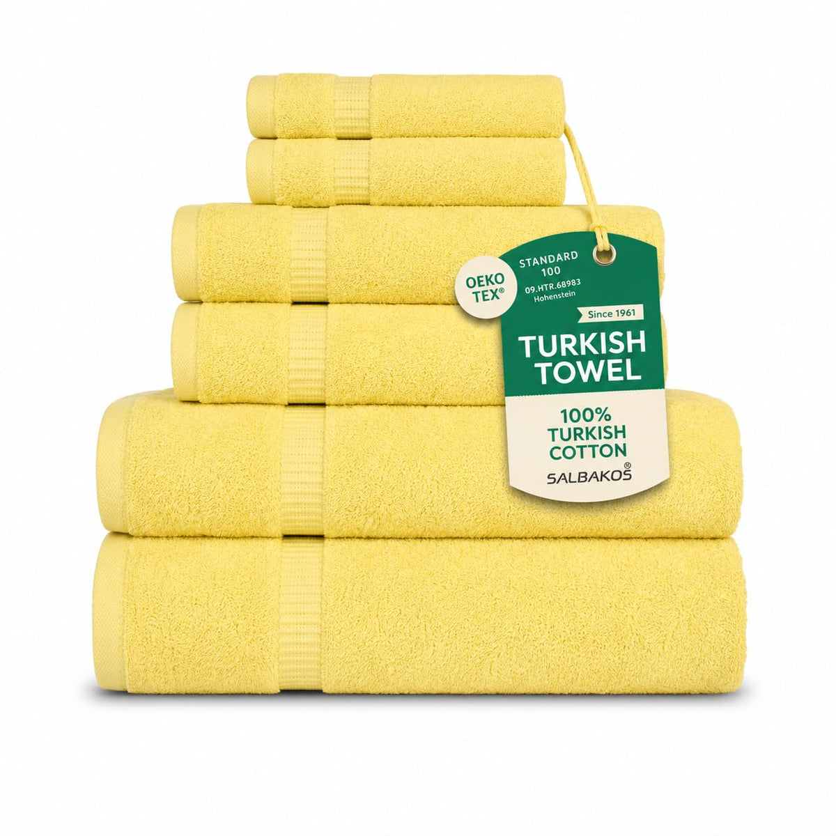 SALBAKOS 4-Piece 100% Turkish Cotton Bath Towels, 27x54 inch, White