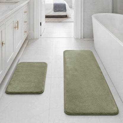 HUXMEYSON Bathroom Rugs Sets 3 Piece, Non-Slip & Quick Dry Bath Mat Set, Ultra Soft Velvet Bath Rugs for Bathroom, Toilet and Shower Floor, Grey