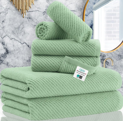 VOOVA & MOVAS 6PC Towel Set, 100% Cotton, Aqua Teal