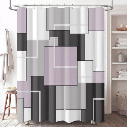 BTTN Navy Blue Modern Geometric Waterproof Fabric Shower Curtain, 72x72