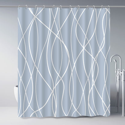 Striped Shower Curtain for Bathroom, Grey White, 72" W x 72" L