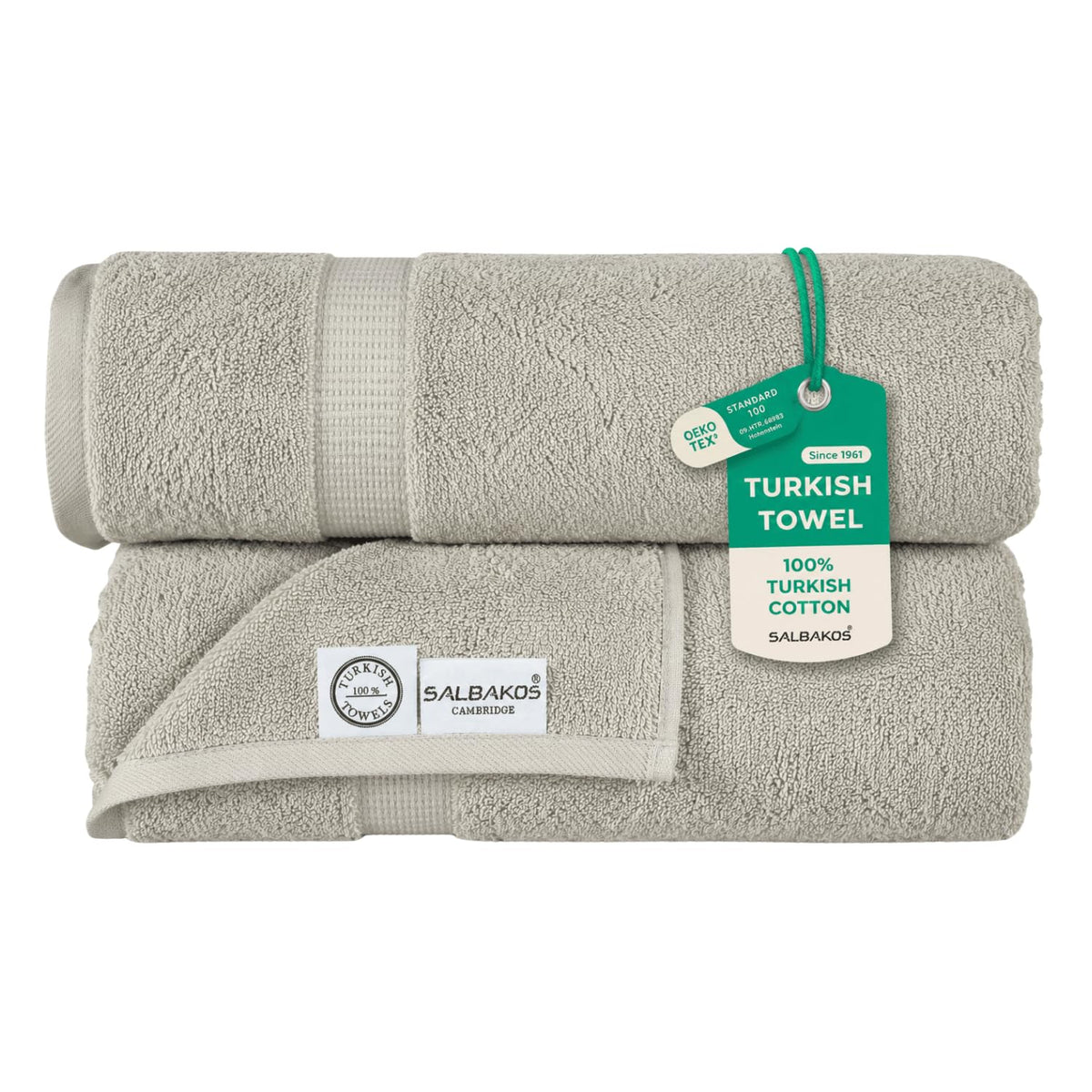 SALBAKOS 4-Piece 100% Turkish Cotton Bath Towels, 27x54 inch, White