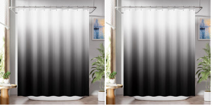AmazerBath Shower Curtain, Cloth Ombre Black Shower Curtain Set with 12 Hooks, Washable Fabric Black and White Shower Curtain, Rustic Farmhouse Bathroom Shower Curtain, 72x72 Inches