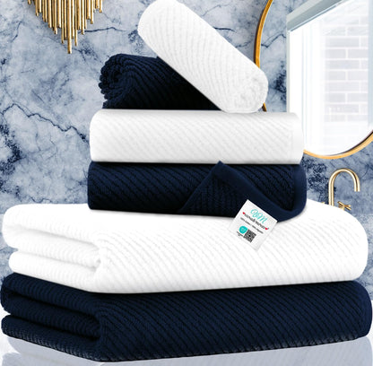 VOOVA & MOVAS 6PC Towel Set, 100% Cotton, Aqua Teal