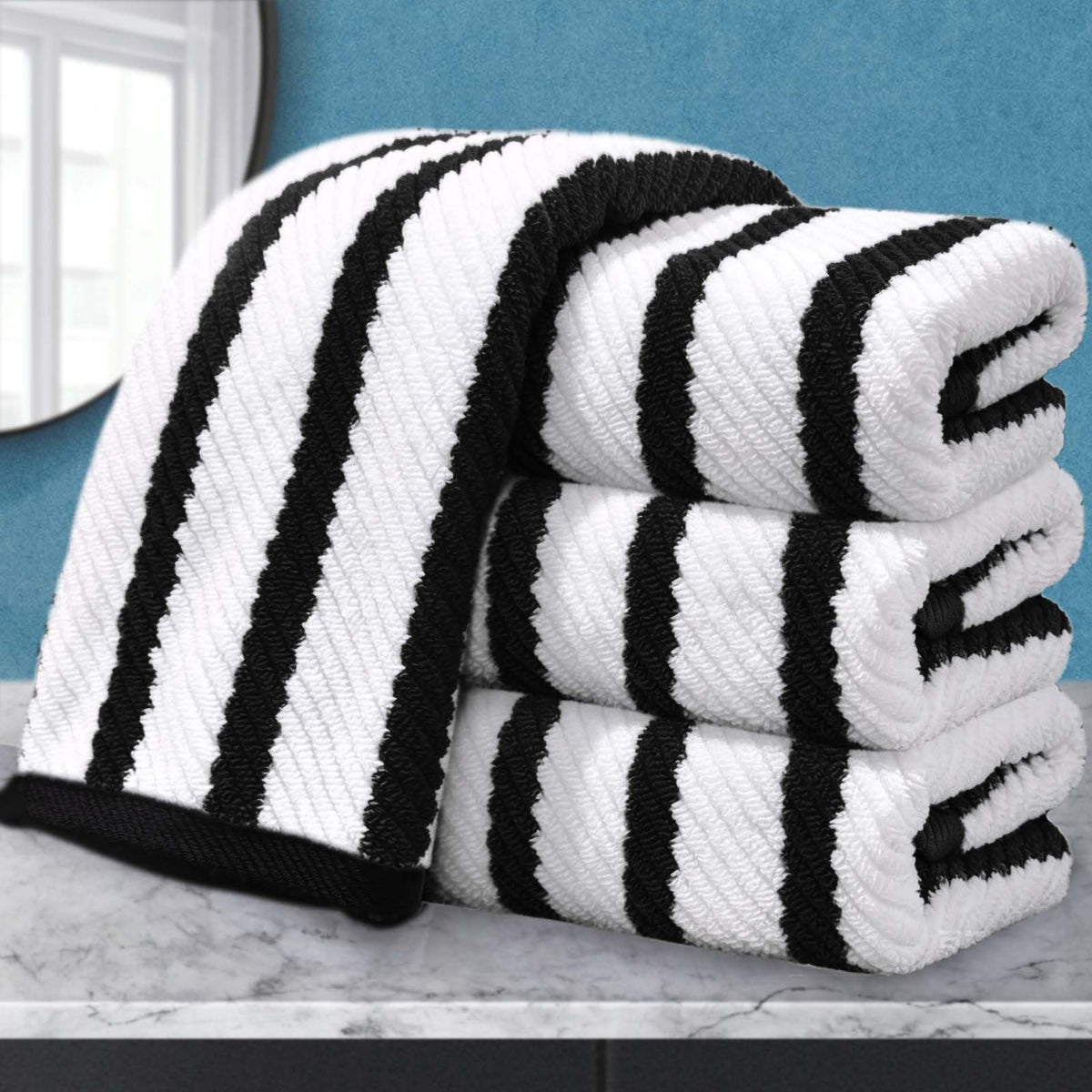 VOOVA & MOVAS 6PC Towel Set, 100% Cotton, Aqua Teal