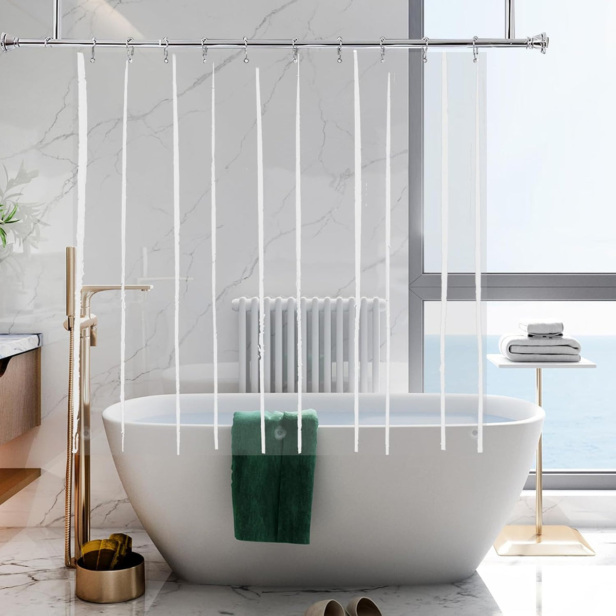 YISURE Short Shower Curtain Liner 48 Inch Length, Clear Peva for Walkin Tub