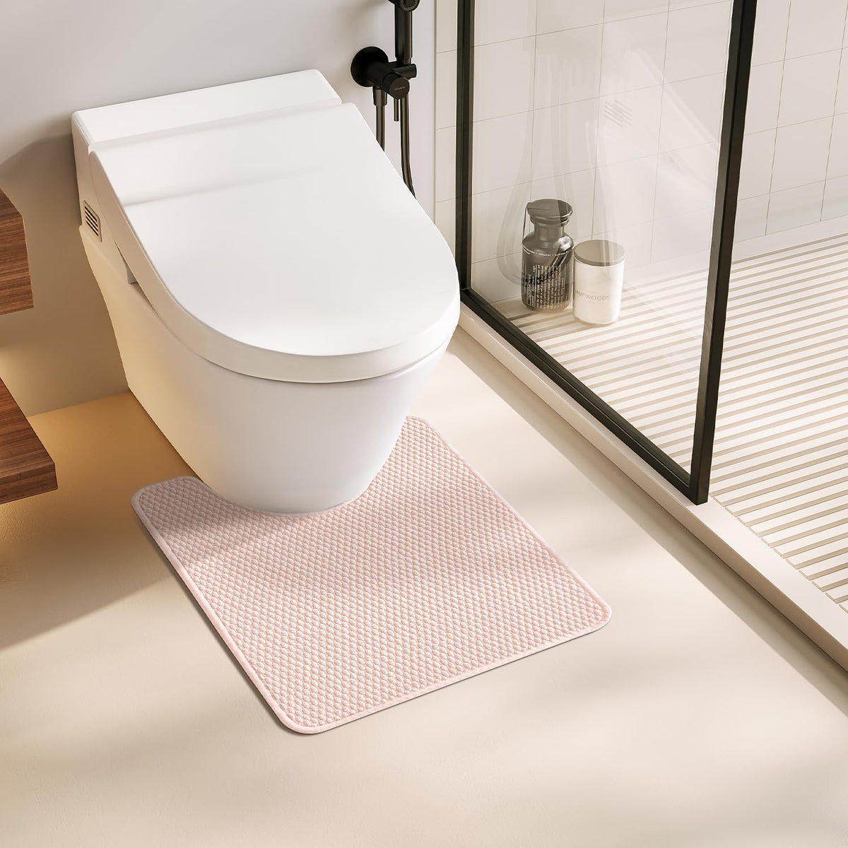 TYUU Bathroom Rugs Non Slip Washable, Super Absorbent Thin Bath Mat Small Quick Dry Low Pile Bathroom Rug, White 16"x24" / 1'4" x 2'