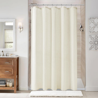 Naturoom Linen Shower Curtain 72 Inch Long for Bathroom Beige 1 Panel