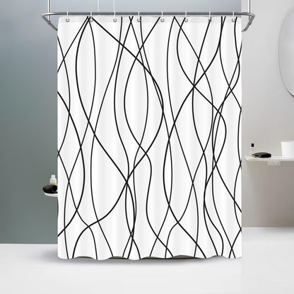 Striped Shower Curtain for Bathroom, Grey White, 72" W x 72" L