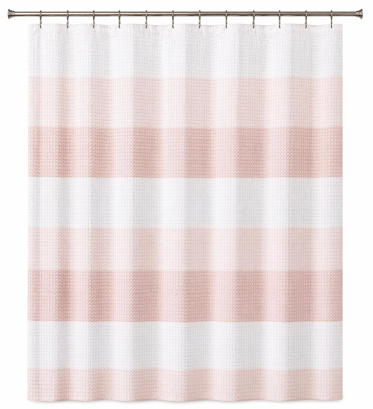Dainty Home Ombre Waffle Weave Shower Curtain 70 x 72 Grey Textured Fabric Shower Curtain, Hotel Style Waffle Weave Bathroom Curtain, Water Resistant Polyester Ombre Shower Curtain