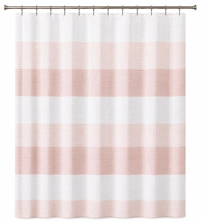Dainty Home Ombre Waffle Weave Shower Curtain 70 x 72 Grey Textured Fabric Shower Curtain, Hotel Style Waffle Weave Bathroom Curtain, Water Resistant Polyester Ombre Shower Curtain