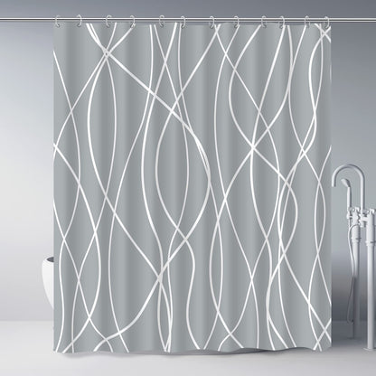 Striped Shower Curtain for Bathroom, Grey White, 72" W x 72" L
