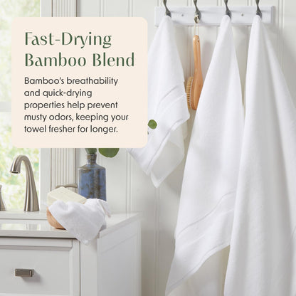 Springtree Home Luxury Bamboo Rayon Plush Bath Towel Set | 4-Pack | White