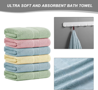 Aibaser Viscose from Bamboo and Cotton Bath Towels Set of 6-27x54 Inch Ultra Soft, Highly Absorbent Large Shower Towels for Bathroom, Spa & Gym