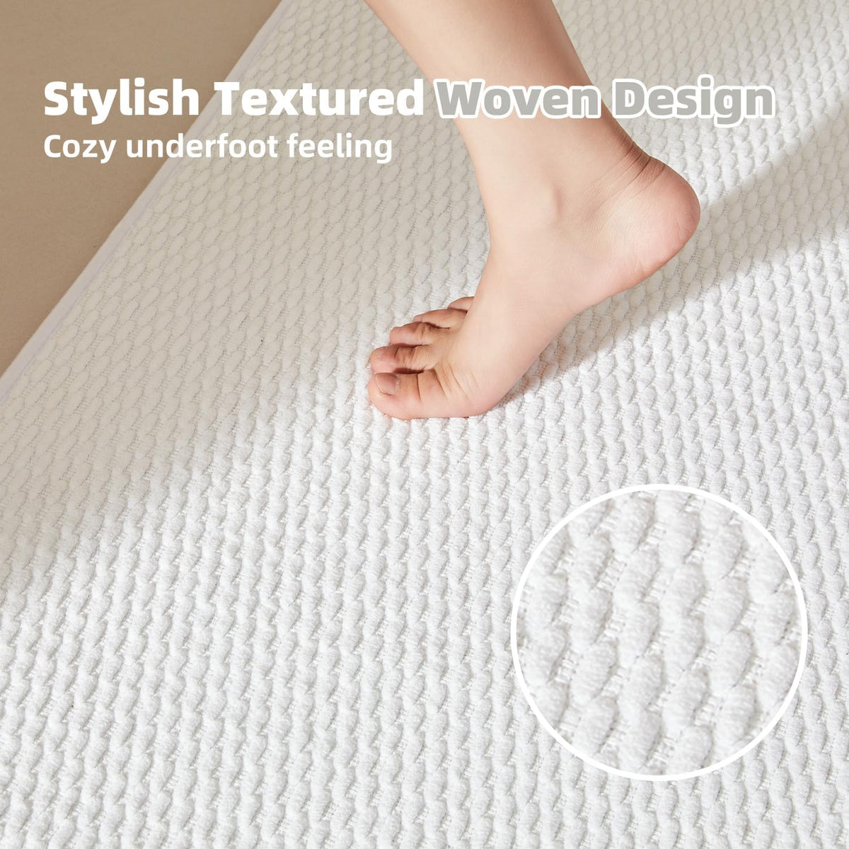 TYUU Bathroom Rugs Non Slip Washable, Super Absorbent Thin Bath Mat Small Quick Dry Low Pile Bathroom Rug, White 16"x24" / 1'4" x 2'