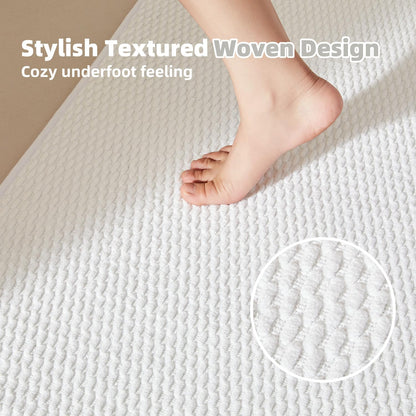 TYUU Bathroom Rugs Non Slip Washable, Super Absorbent Thin Bath Mat Small Quick Dry Low Pile Bathroom Rug, White 16"x24" / 1'4" x 2'