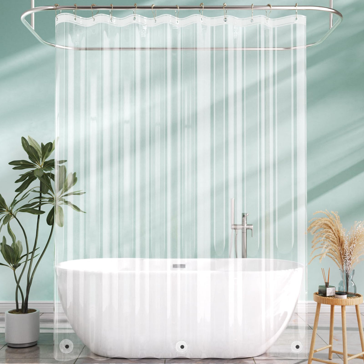 AmazerBath Shower Curtain Liner, 72x72 Clear Shower Curtain Liner, Waterproof Plastic Shower Liner, Cute Lightweight PEVA Shower Curtain for Bathroom with 3 Magnets and 12 Rustproof Metal Grommets