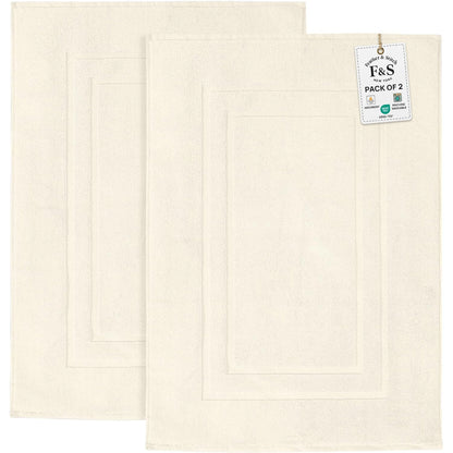 Feather & Stitch 100% Cotton Bath Mats 2 Piece 30x21 Inches, Grey