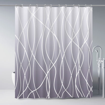 Striped Shower Curtain for Bathroom, Grey White, 72" W x 72" L
