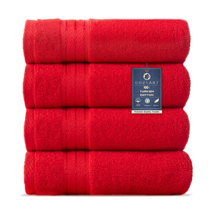 COZYART Luxury Bath Towel Set 6 Pcs, Dark Green 100% Turkish Cotton 650 GSM