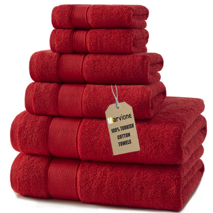 Marvione Bath Towels Set 6 Piece, 100% Turkish Cotton Luxury Towels